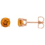 Natural Round Citrine Stud Earrings 14K Rose Gold Natural Round Citrine Stud Earrings 14K Rose Gold