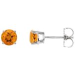 Natural Round Citrine Stud Earrings 14K White Gold Natural Round Citrine Stud Earrings 14K White Gold