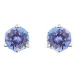 Natural Round Tanzanite Stud Earrings Sterling Silver Natural Round Tanzanite Stud Earrings Sterling Silver