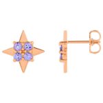 Natural Tanzanite 4 Point Star Stud Earrings 14K Rose Gold Natural Tanzanite 4 Point Star Stud Earrings 14K Rose Gold