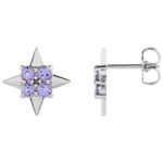 Natural Tanzanite 4 Point Star Stud Earrings 14K White Gold Natural Tanzanite 4 Point Star Stud Earrings 14K White Gold