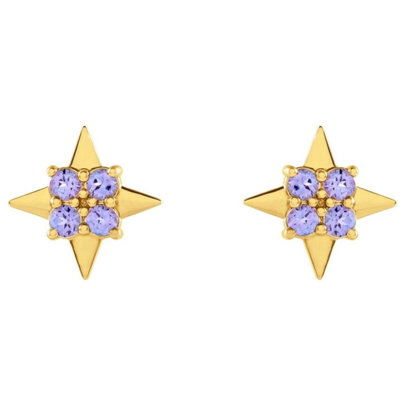 Natural Tanzanite 4 Point Star Stud Earrings Natural Tanzanite 4 Point Star Stud Earrings