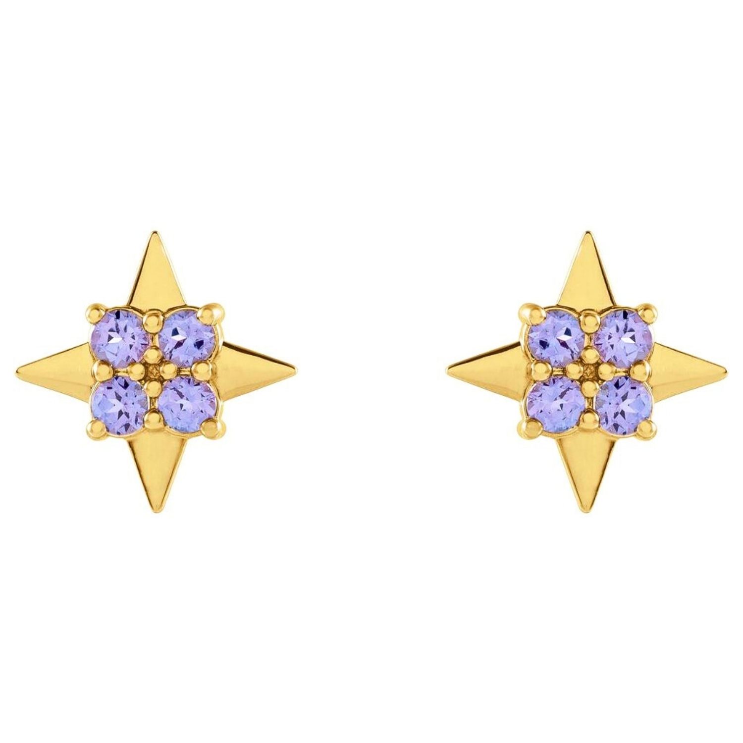Natural Tanzanite 4 Point Star Stud Earrings Natural Tanzanite 4 Point Star Stud Earrings