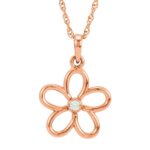 Open 5 Leaf Diamond Center Flower Pendant Necklace 14K Rose Gold Open 5 Leaf Diamond Center Flower Pendant Necklace 14K Rose Gold