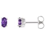 Oval Amethyst Stud Earrings 14K White Gold Oval Amethyst Stud Earrings 14K White Gold