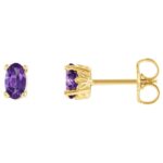 Oval Amethyst Stud Earrings 14K Yellow Gold Oval Amethyst Stud Earrings 14K Yellow Gold