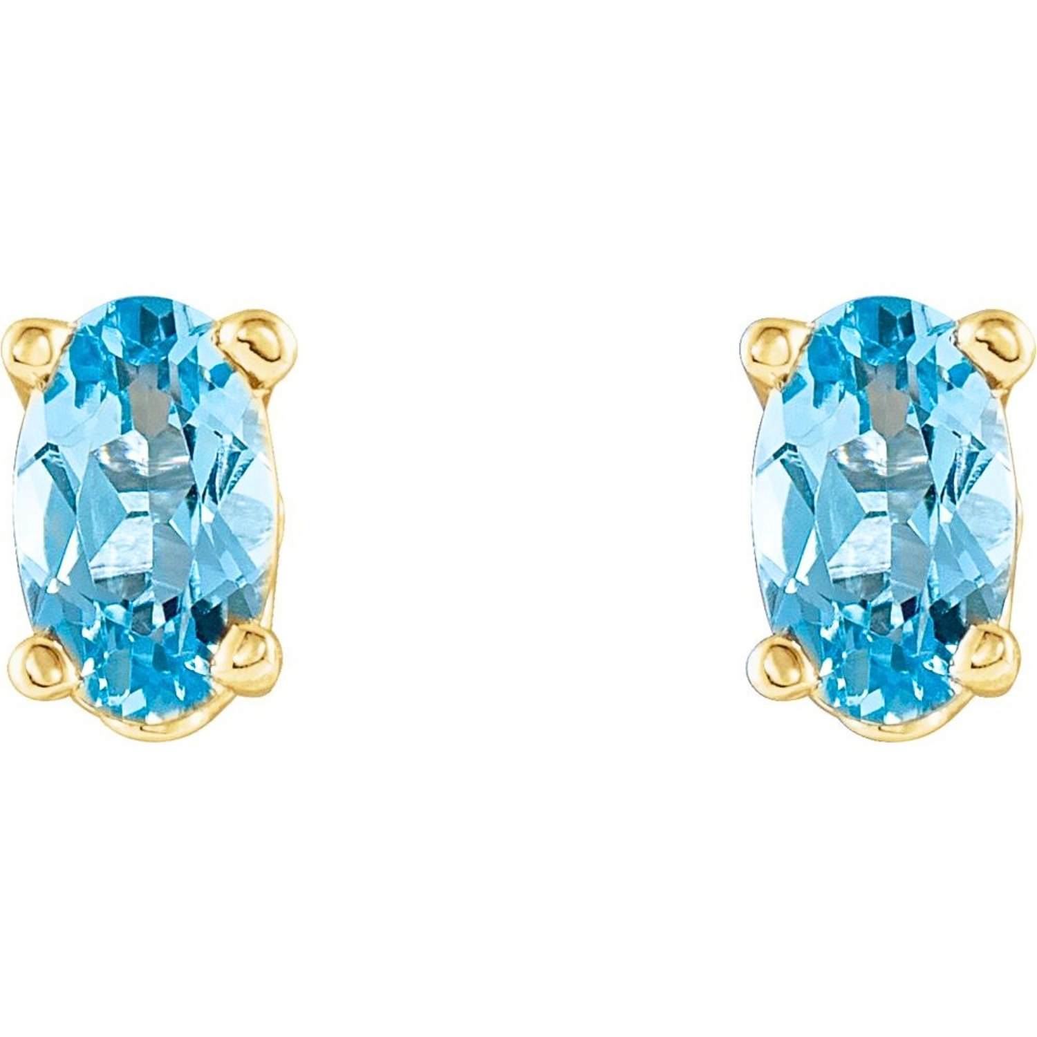 Oval Aquamarine Stud Earrings 14K Gold Oval Aquamarine Stud Earrings 14K Gold