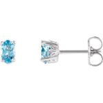 Oval Aquamarine Stud Earrings 14K White Gold Oval Aquamarine Stud Earrings 14K White Gold