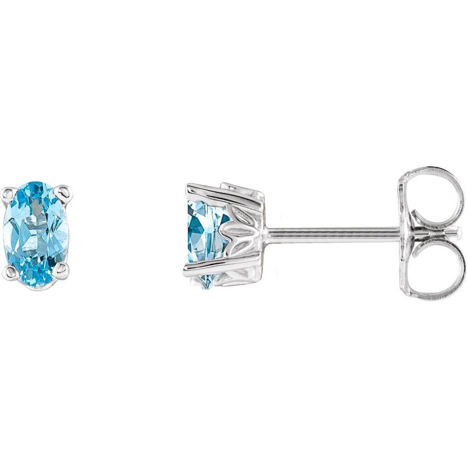 Oval Aquamarine Stud Earrings 14K White Gold Oval Aquamarine Stud Earrings 14K White Gold