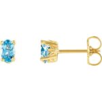 Oval Aquamarine Stud Earrings 14K Yellow Gold Oval Aquamarine Stud Earrings 14K Yellow Gold