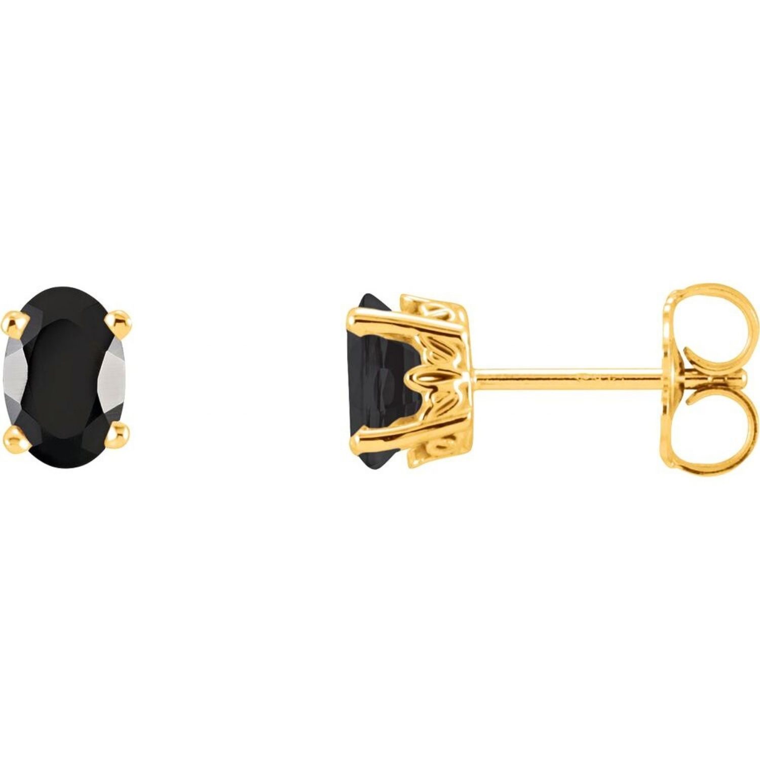 Oval Black Onyx Stud Earrings 14K Yellow Gold Oval Black Onyx Stud Earrings 14K Yellow Gold