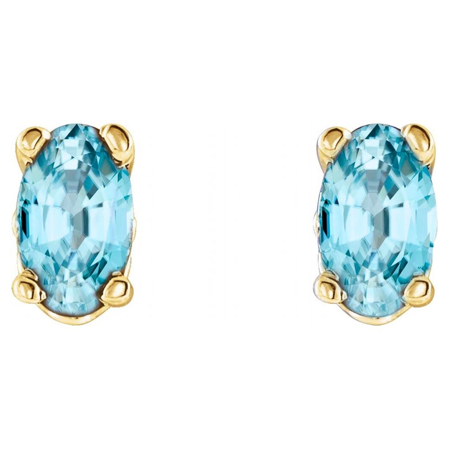 Oval Blue Zircon Stud Earrings 14K Gold Oval Blue Zircon Stud Earrings 14K Gold
