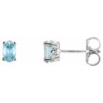 Oval Blue Zircon Stud Earrings 14K White Gold Oval Blue Zircon Stud Earrings 14K White Gold