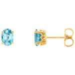 Oval Blue Zircon Stud Earrings 14K Yellow Gold Oval Blue Zircon Stud Earrings 14K Yellow Gold