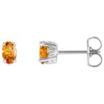 Oval Citrine Stud Earrings 14K White Gold Oval Citrine Stud Earrings 14K White Gold