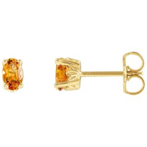 Oval Citrine Stud Earrings 14K Yellow Gold