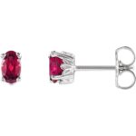 Oval Garnet Stud Earrings 14K White Gold Oval Garnet Stud Earrings 14K White Gold