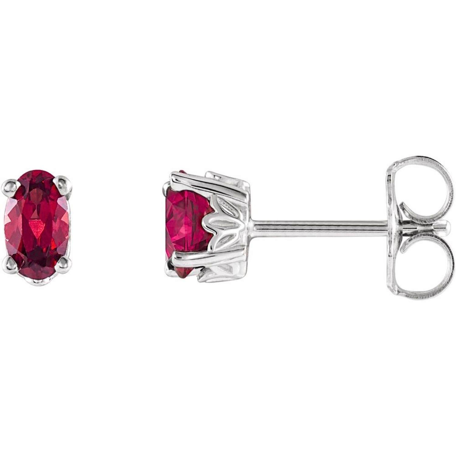 Oval Garnet Stud Earrings 14K White Gold Oval Garnet Stud Earrings 14K White Gold