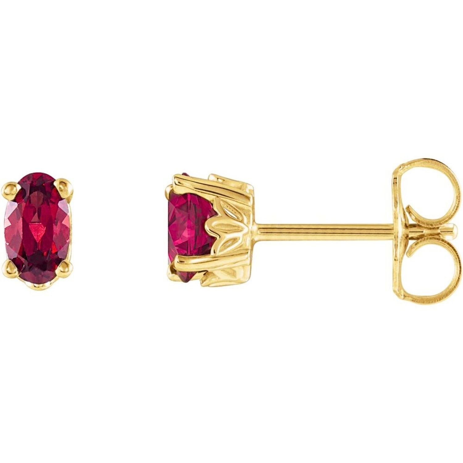 Oval Garnet Stud Earrings 14K Yellow Gold Oval Garnet Stud Earrings 14K Yellow Gold