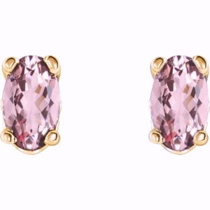 Oval Pink Morganite Stud Earrings 14K Gold