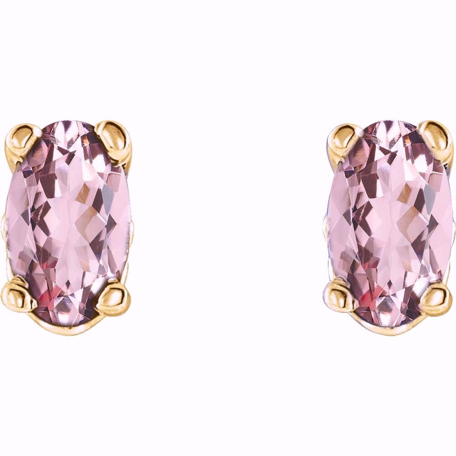 Oval Pink Morganite Stud Earrings 14K Gold Oval Pink Morganite Stud Earrings 14K Gold
