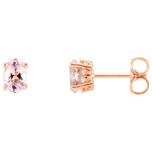 Oval Pink Morganite Stud Earrings 14K Rose Gold