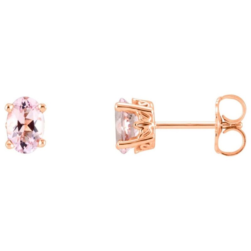 Oval Pink Morganite Stud Earrings 14K Rose Gold Oval Pink Morganite Stud Earrings 14K Rose Gold