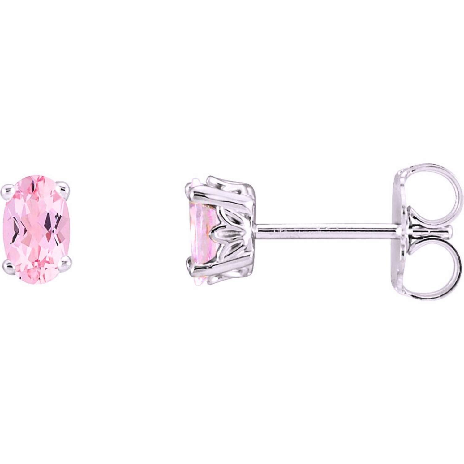 Oval Pink Morganite Stud Earrings 14K White Gold Oval Pink Morganite Stud Earrings 14K White Gold