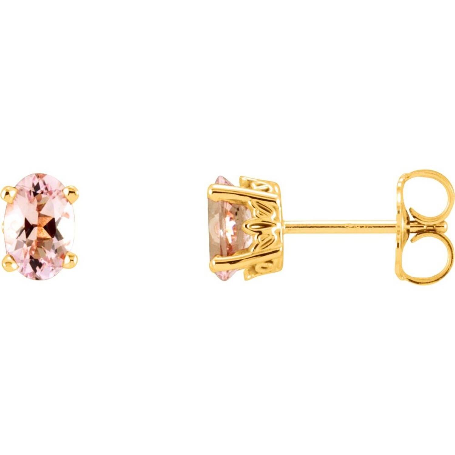 Oval Pink Morganite Stud Earrings 14K Yellow Gold Oval Pink Morganite Stud Earrings 14K Yellow Gold