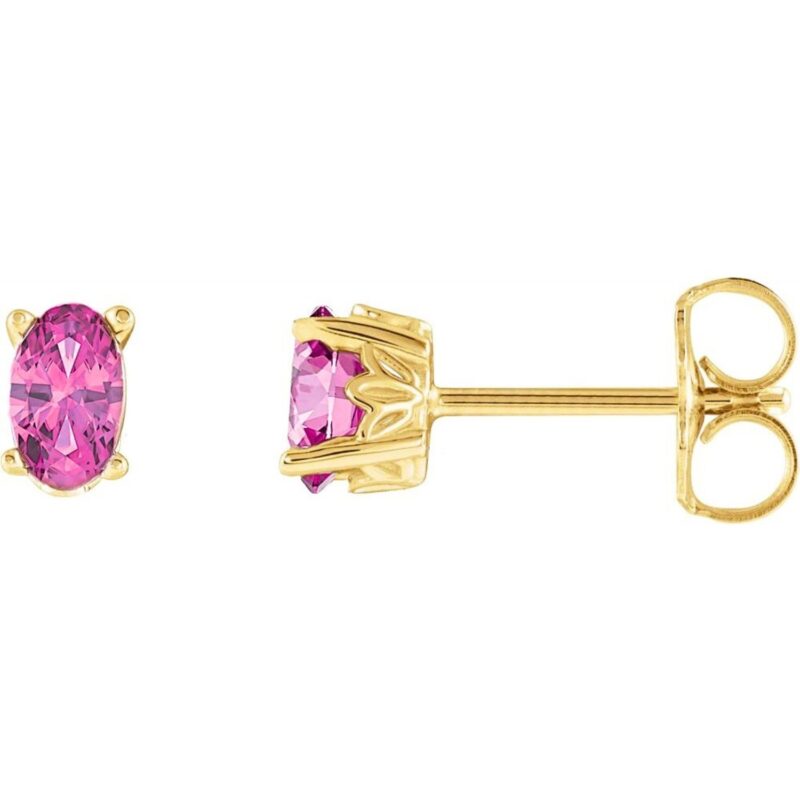 Oval Pink Tourmaline Stud Earrings 14K Yellow Gold Oval Pink Tourmaline Stud Earrings 14K Yellow Gold