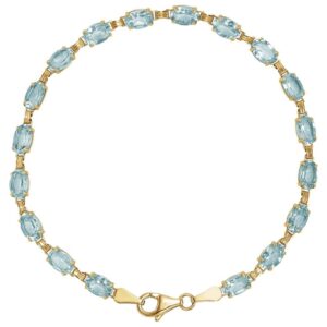 Oval Sky Blue Topaz Link Tennis Bracelet in 14K Yellow Gold