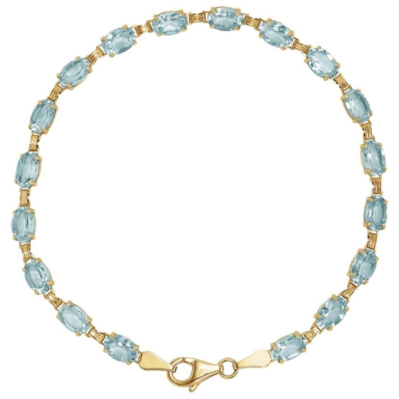 Oval Sky Blue Topaz Link Tennis Bracelet in 14K Yellow Gold Oval Sky Blue Topaz Link Tennis Bracelet in 14K Yellow Gold