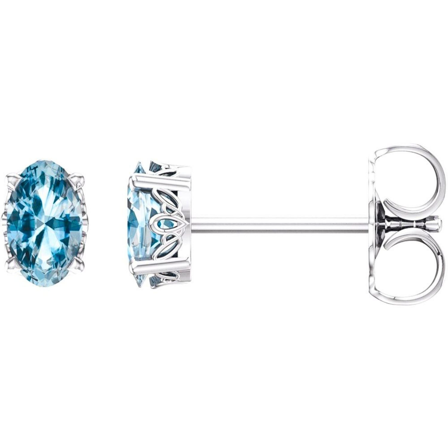 Oval Sky Blue Topaz Stud Earrings 14K White Gold Oval Sky Blue Topaz Stud Earrings 14K White Gold