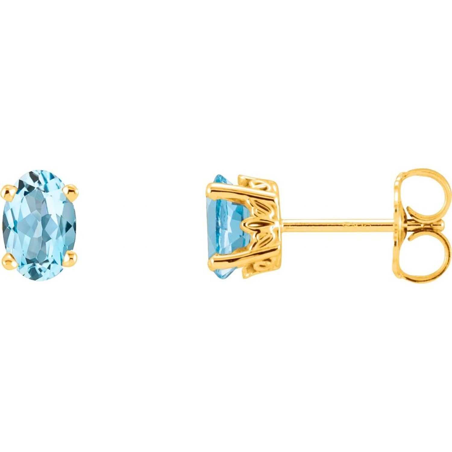 Oval Sky Blue Topaz Stud Earrings 14K Yellow Gold Oval Sky Blue Topaz Stud Earrings 14K Yellow Gold