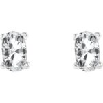 Oval White Sapphire Stud Earrings 14K Gold Oval White Sapphire Stud Earrings 14K Gold