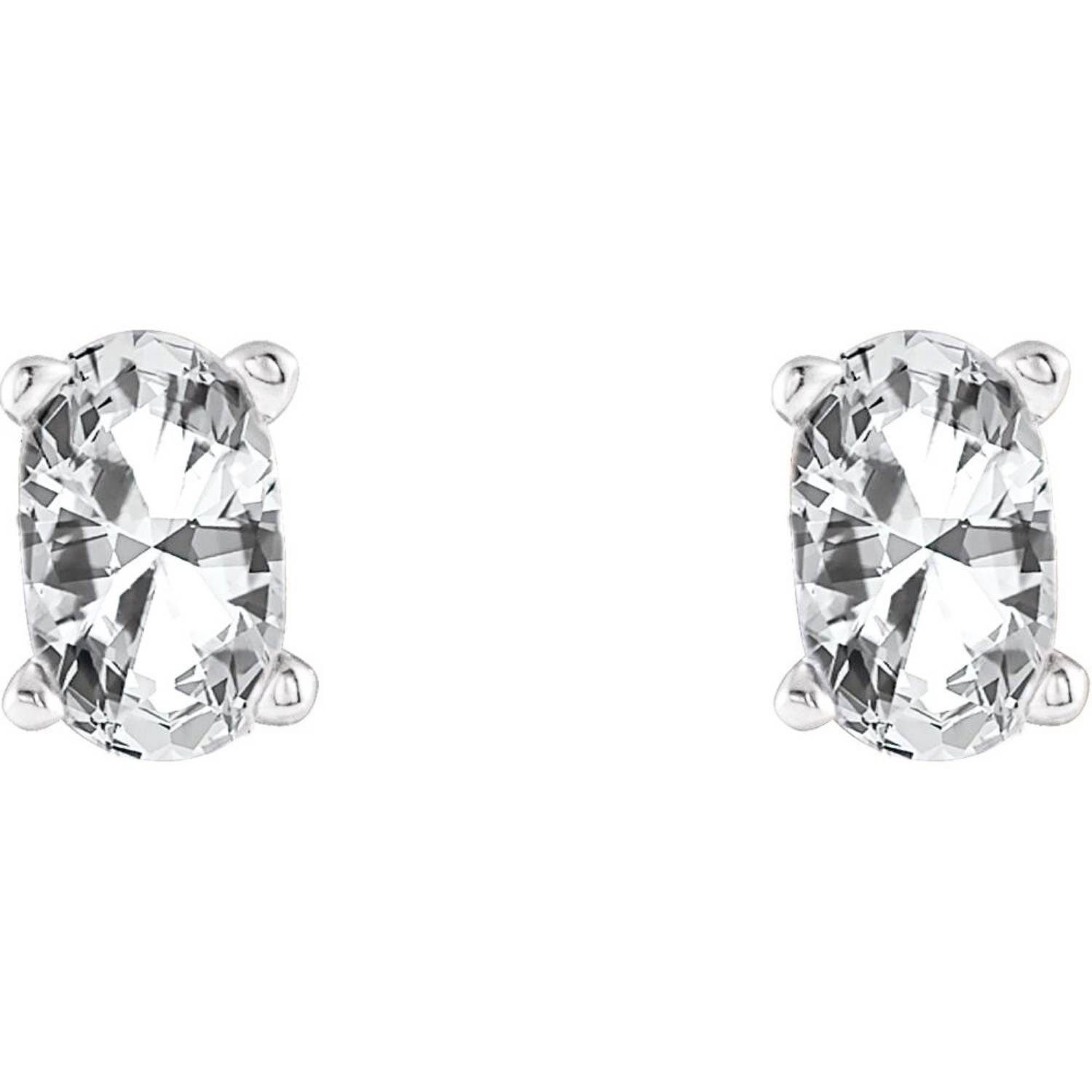 Oval White Sapphire Stud Earrings 14K Gold Oval White Sapphire Stud Earrings 14K Gold