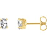 Oval White Sapphire Stud Earrings 14K Yellow Gold Oval White Sapphire Stud Earrings 14K Yellow Gold