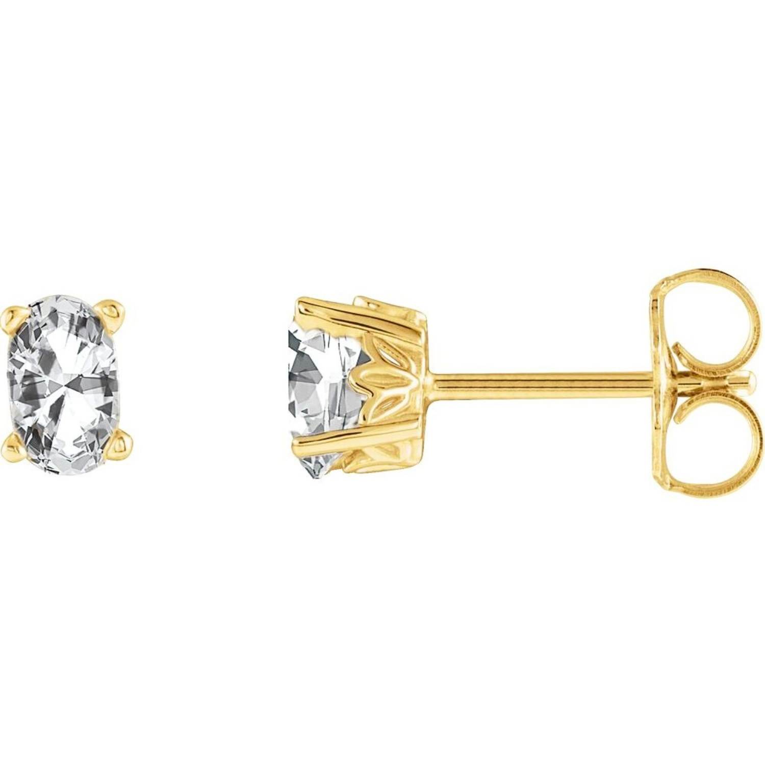 Oval White Sapphire Stud Earrings 14K Yellow Gold Oval White Sapphire Stud Earrings 14K Yellow Gold