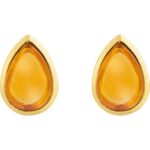 Pear Citrine Stud Earrings 14K Gold