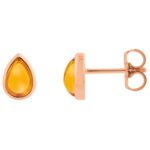 Pear Citrine Stud Earrings 14K Rose Gold