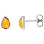 Pear Citrine Stud Earrings 14K White Gold