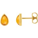 Pear Citrine Stud Earrings 14K Yellow Gold