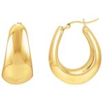 Puffed Chunky Oval Hoop Earrings 14K Yellow Gold Puffed Chunky Oval Hoop Earrings 14K Yellow Gold