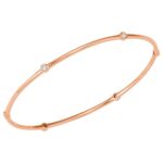 Real 14K Rose Gold Diamond Bezel Set Bangle Bracelet for Women Real 14K Rose Gold Diamond Bezel Set Bangle Bracelet for Women