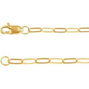 Real 14K Yellow Gold Dainty Paperclip Necklace 2mm