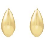 Real 14K Yellow Gold Medium Tapered Chunky Hoop Earrings 25mm