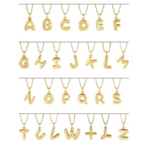 Real 14k Gold Bubble Letter Necklace all Initials