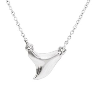 Real 14k White Gold Shark Tooth Necklace