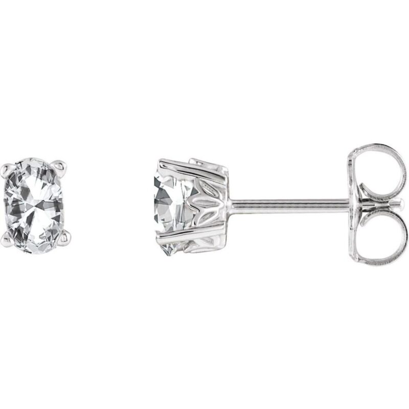 Real Oval White Sapphire Stud Earrings 14K White Gold Real Oval White Sapphire Stud Earrings 14K White Gold