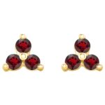 Red Garnet Three Stone Cluster Stud Earrings 14K Gold Red Garnet Three Stone Cluster Stud Earrings 14K Gold